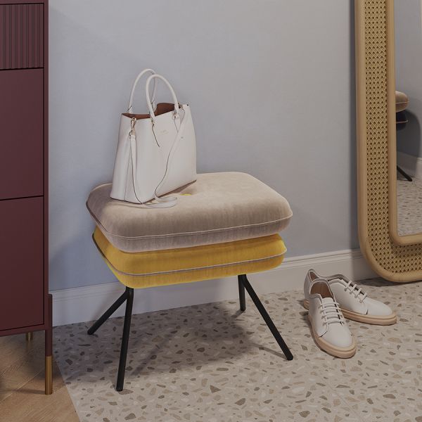 Пуф pea, велюр, бежевый/желтый Bergenson Bjorn