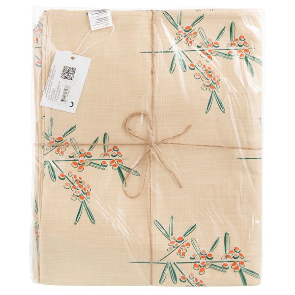 Скатерть на стол из хлопка с графичным принтом Обед рябинника russian north, 150х250 см Tkano