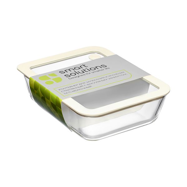 Контейнер для запекания и хранения стеклянный с вакуумным эффектом 1,4 л, молочный Smart Solutions