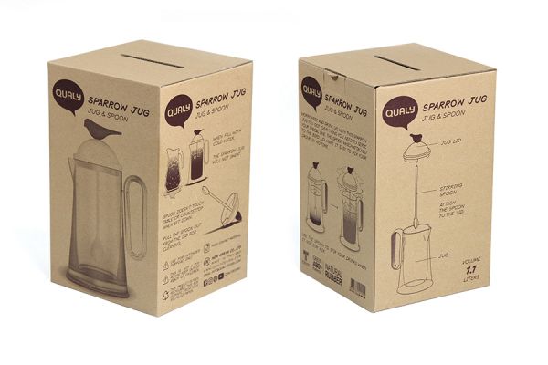 Кувшин Sparrow с ложкой белый с зеленым