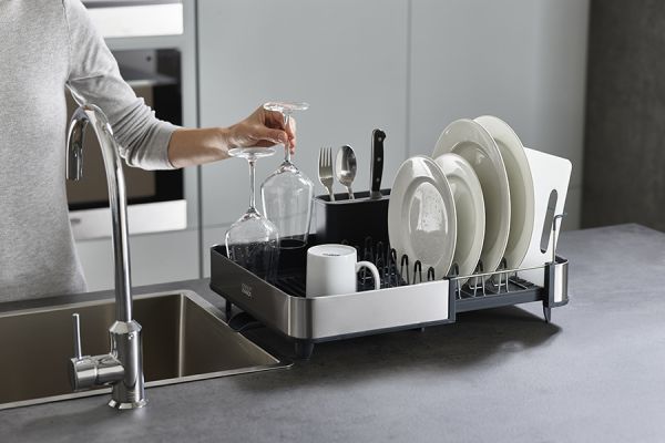 Сушилка для посуды раздвижная extend steel серая