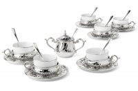 Чайный набор на 6 персон Stradivari с отделкой под серебро в подарочной коробке 