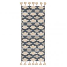 Ковер из хлопка синего цвета с геометрическим принтом Ethnic 70х160 см