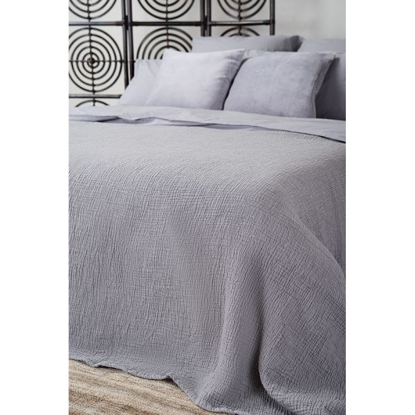 Комплект постельного белья серого цвета из органического стираного хлопка из коллекции essential