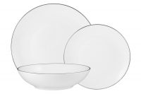 Сервиз обеденный на 4 персоны, 12 предметов, фарфор, белый, с серебристым кантом, White Platinum Maxwell & Williams