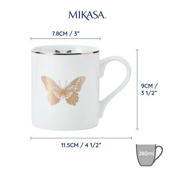 Кружка фарфоровая Butterfly Mikasa WHITE 280 мл KITCHEN CRAFT