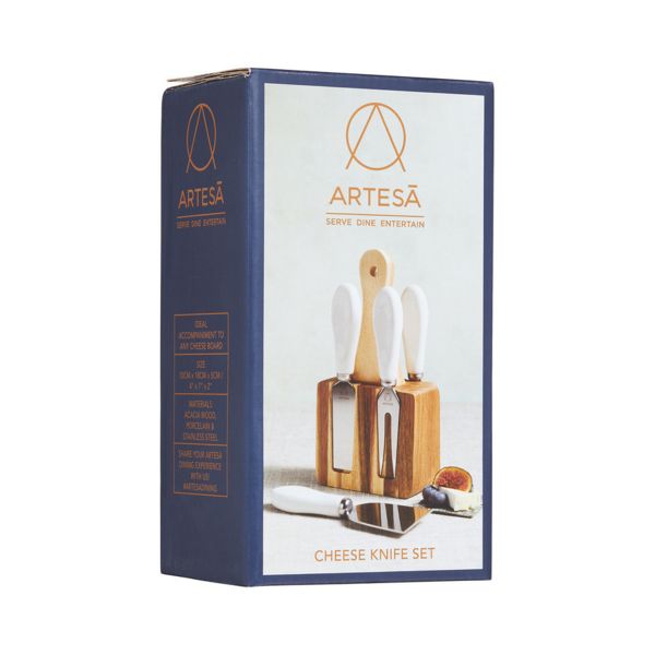 Набор из 4-х ножей для сыра на подставке, нержавеющая сталь, дерево, Arteza KITCHEN CRAFT
