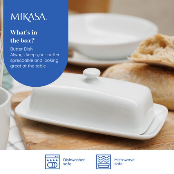 Масленка фарфоровая Mikasa Chalk 21 см белая KITCHEN CRAFT
