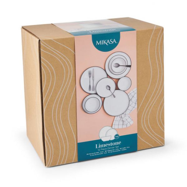 Сервиз обеденный фарфоровый Mikasa Luxe Deco 12 предметов, белый KITCHEN CRAFT