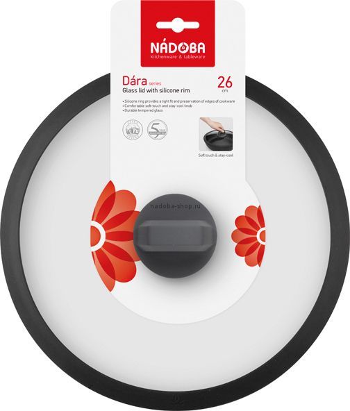 Крышка NADOBA DARA 26 см стеклянная с силиконовым ободом 