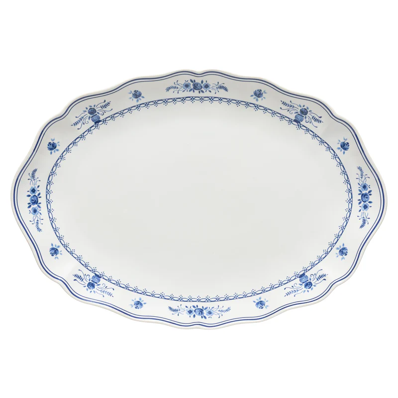 Блюдо овальное 40.5x28.3 см, керамика, white/blue, Vila COSTA NOVA TA401-WBL(TA401-00225Y)