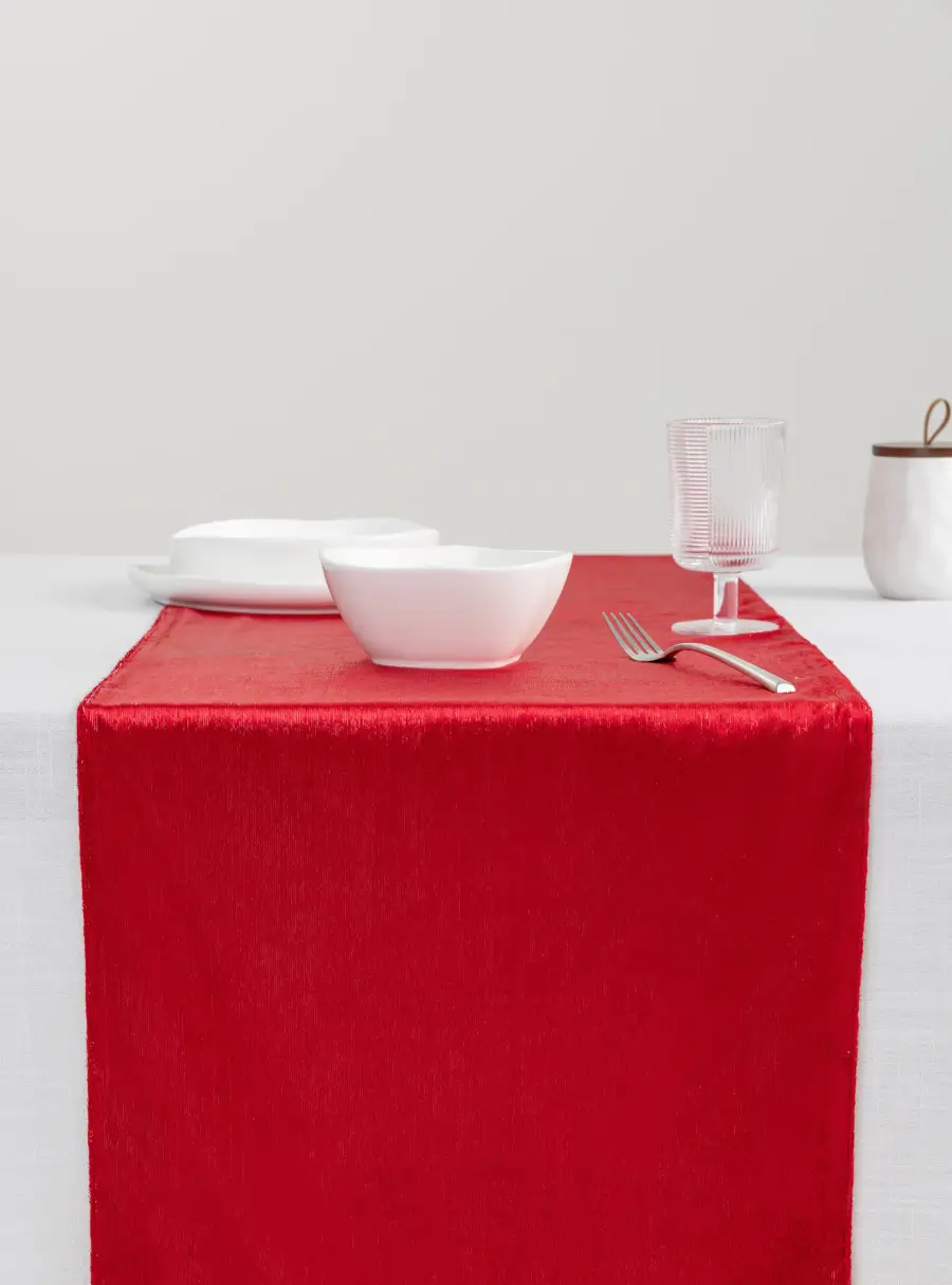 Дорожка настольная 40х160 см, бархат, красная, Luck gift