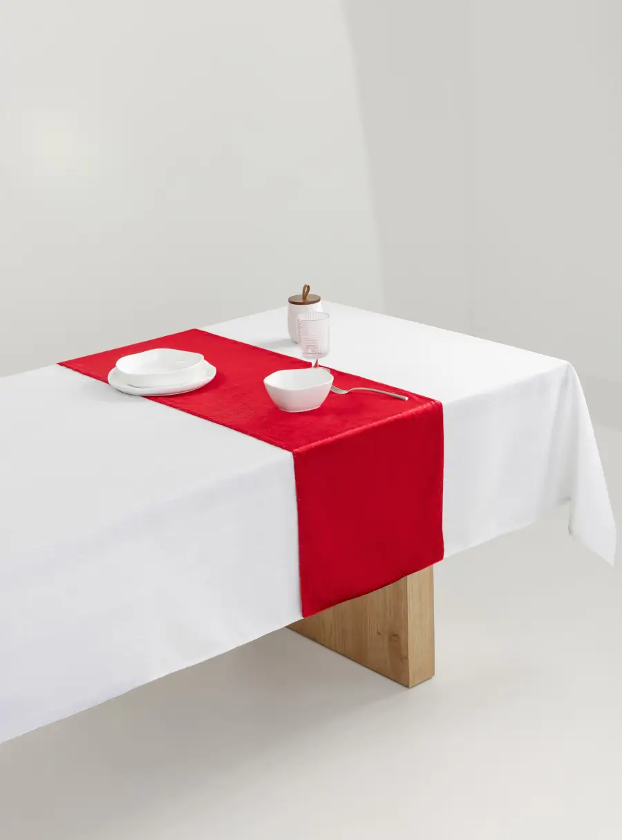 Дорожка настольная 40х160 см, бархат, красная, Luck gift