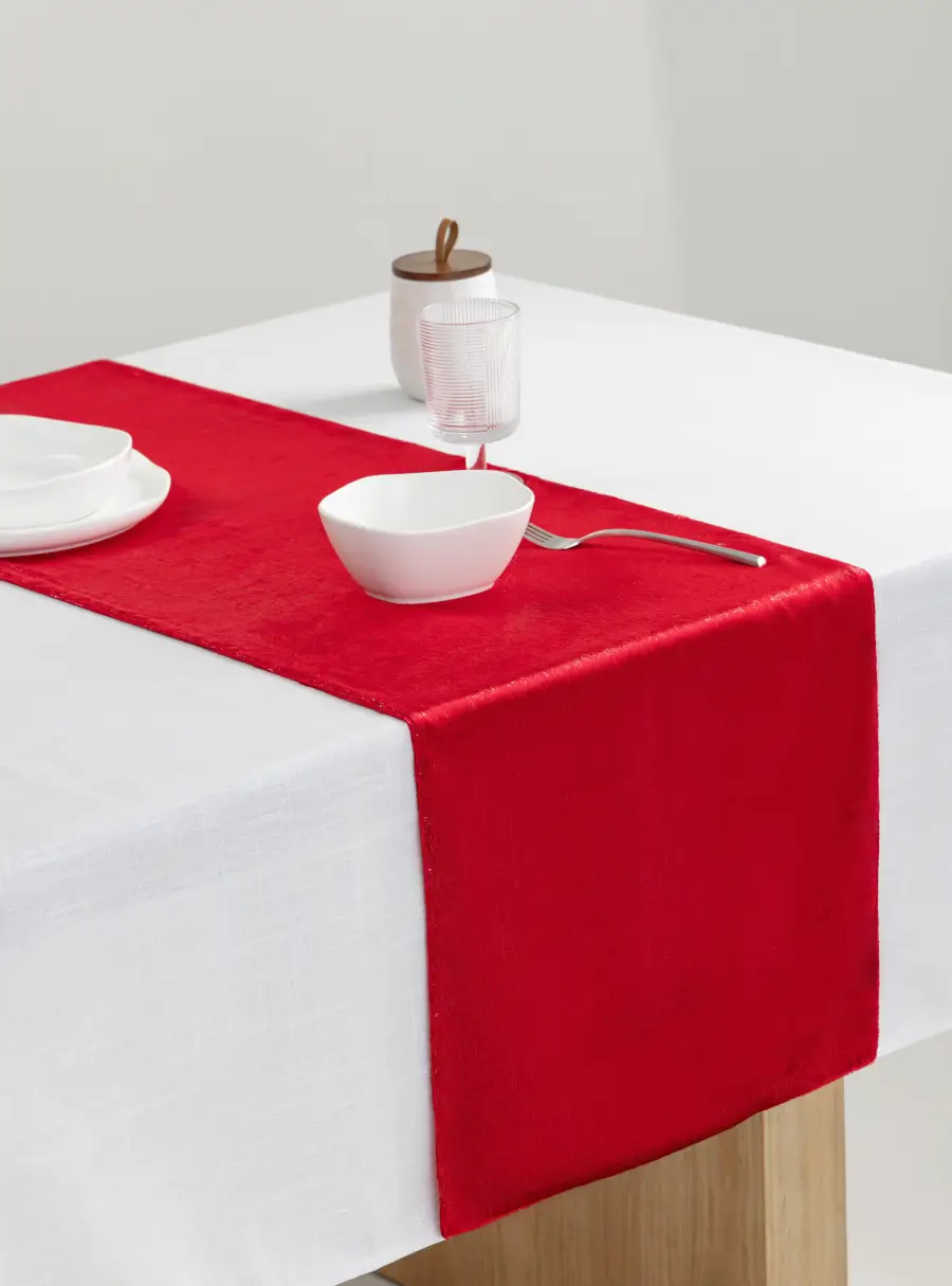Дорожка настольная 40х160 см, бархат, красная, Luck gift