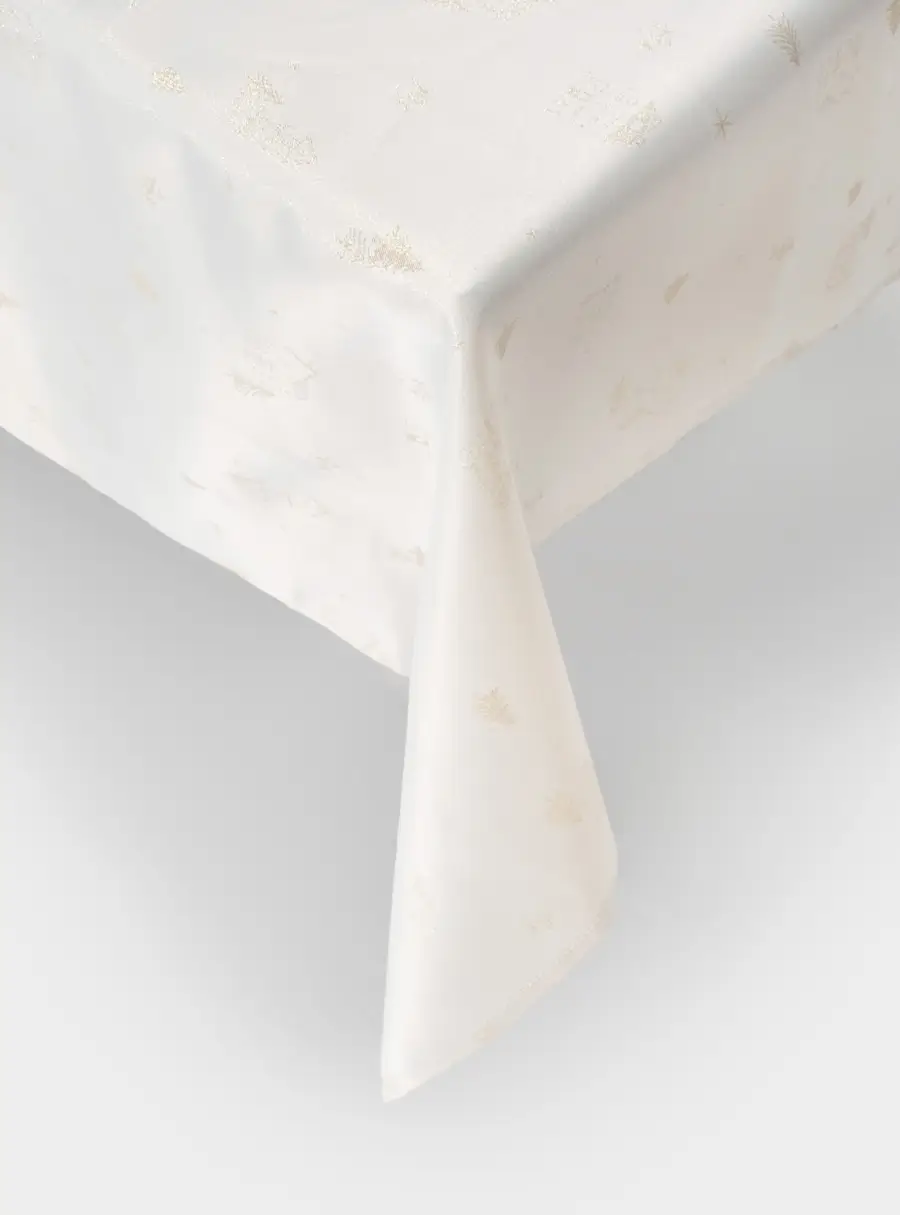 Скатерть 160х160 см, жаккард, полиэстер, молочная, Золотистые дома, Townlet