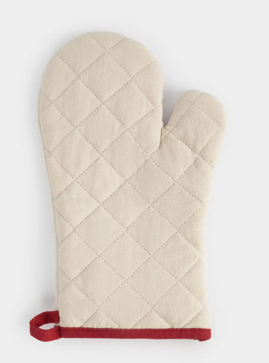 Прихватка-варежка 18x30 см, хлопок, серо-бежевая, Олень в шарфе, Deer