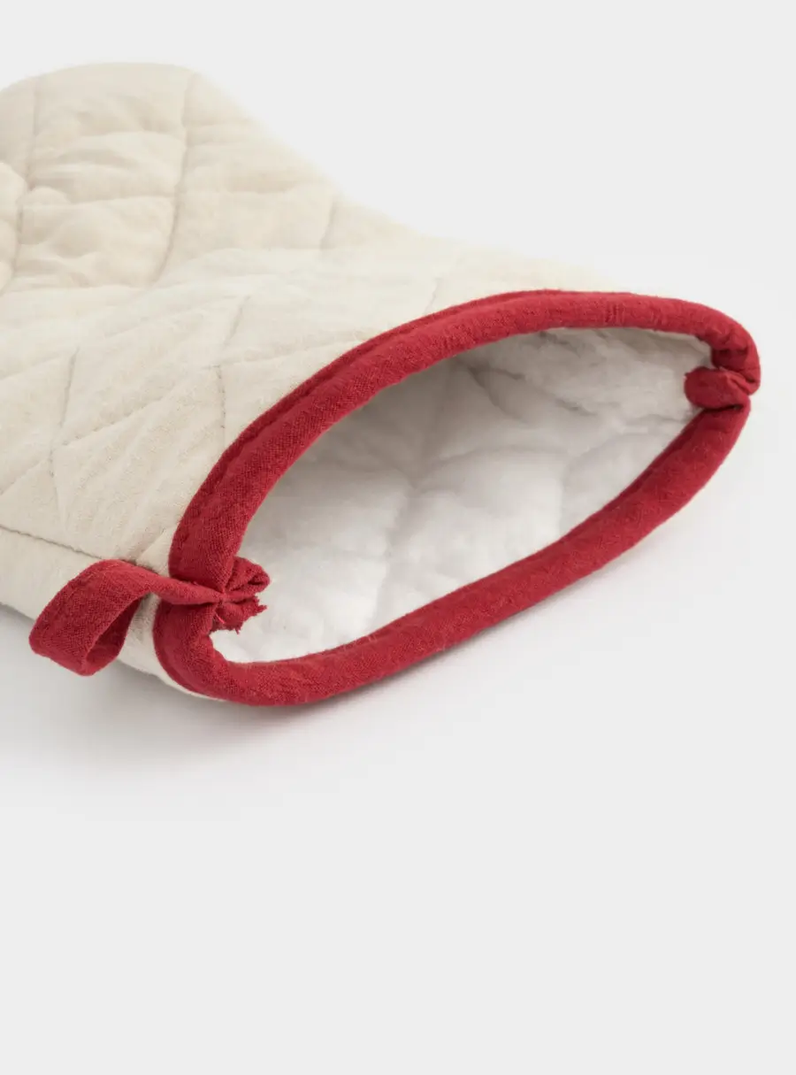 Прихватка-варежка 18x30 см, хлопок, серо-бежевая, Олень в шарфе, Deer