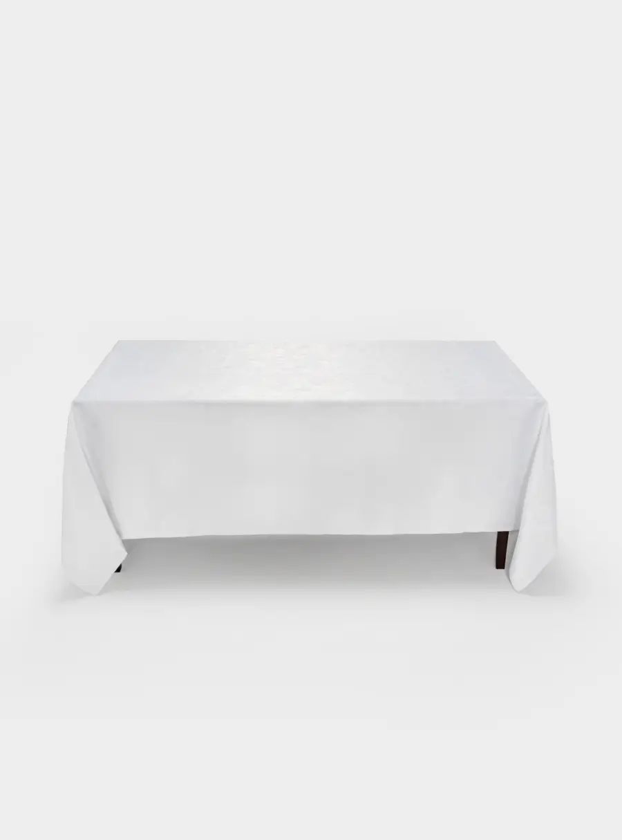 Скатерть 170х250 см, жаккард, полиэстер, белая, Ели, White forest