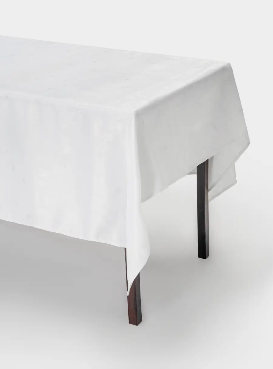 Скатерть 160х160 см, жаккард, полиэстер, белая, Ели, White forest