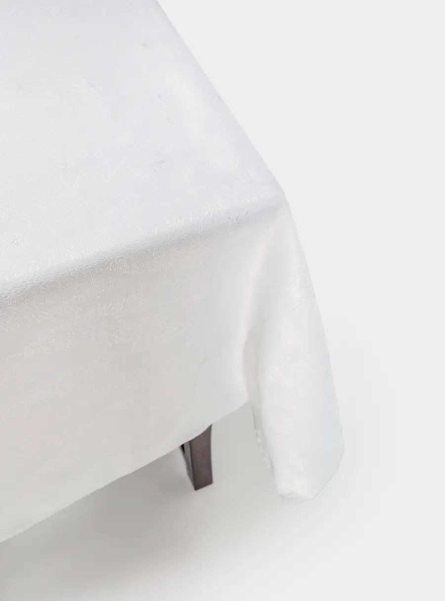 Скатерть 160х160 см, жаккард, полиэстер, белая, Ели, White forest