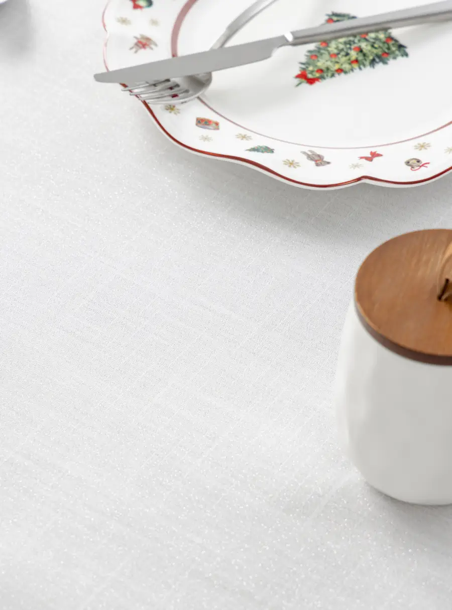 Скатерть 170х250 см, полиэстер, бело-серебристая, Floe