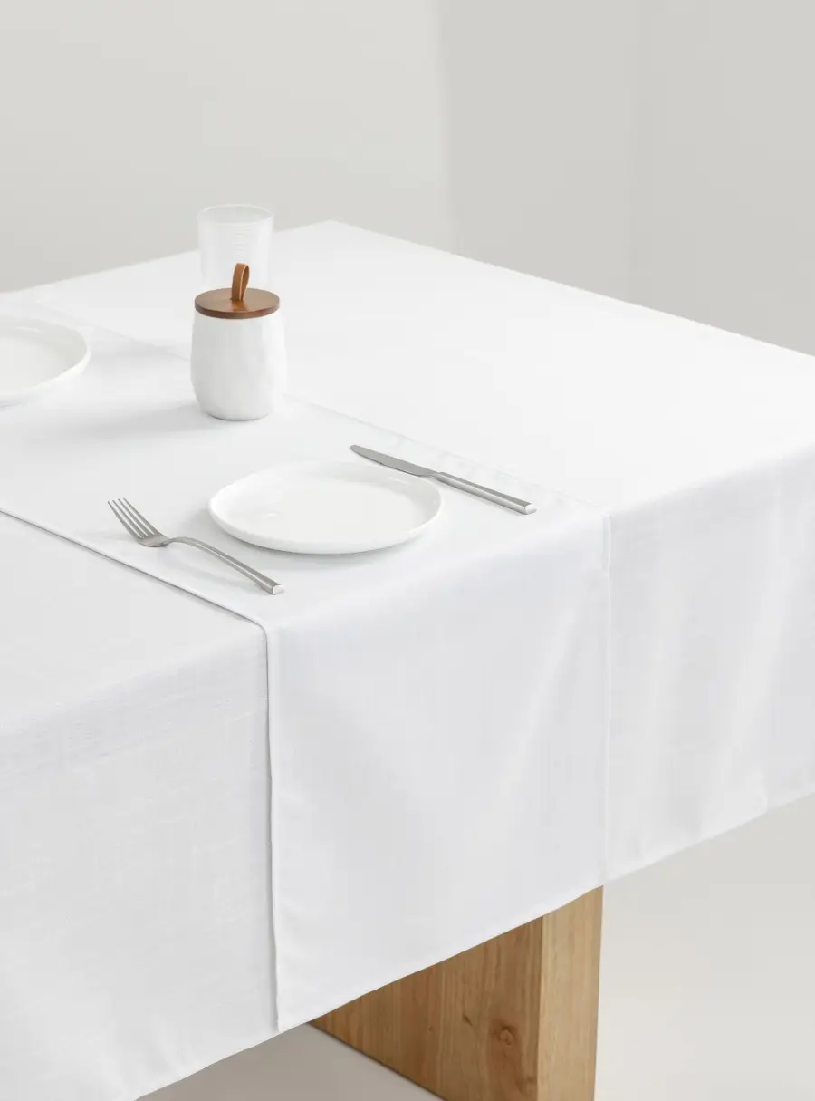 Дорожка настольная 40х160 см, полиэстер, бело-серебристая, Floe