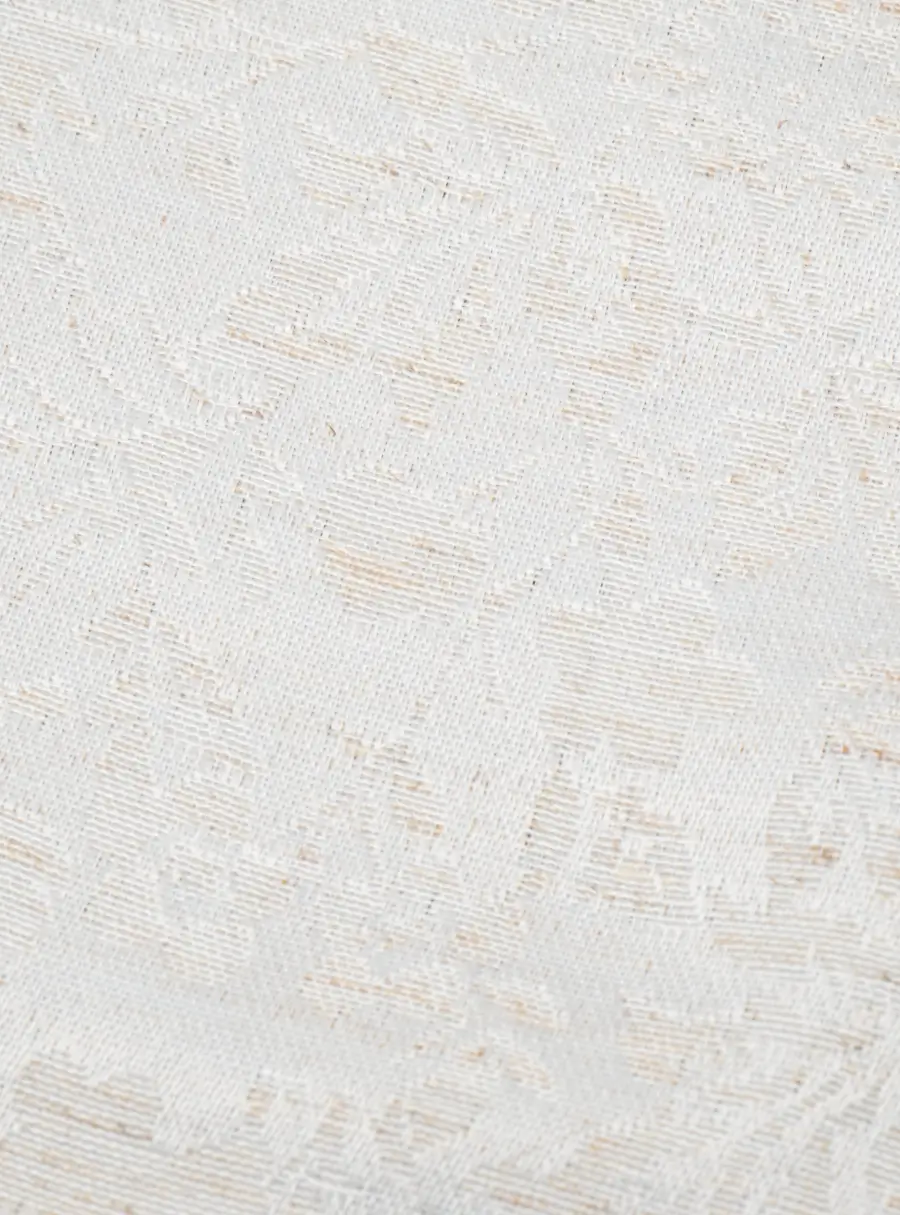 Дорожка настольная 40х160 см, жаккард, полиэстер/лен, бежевая, Цветы, Vernazza