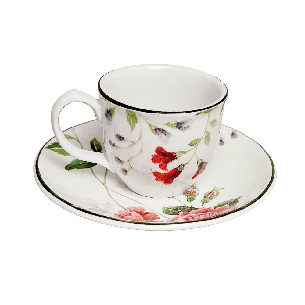 Чашка д/эспрессо 90 мл с блюдцем, PRISCILLA WITH BANDING     (6) (60)     GR05_90ES