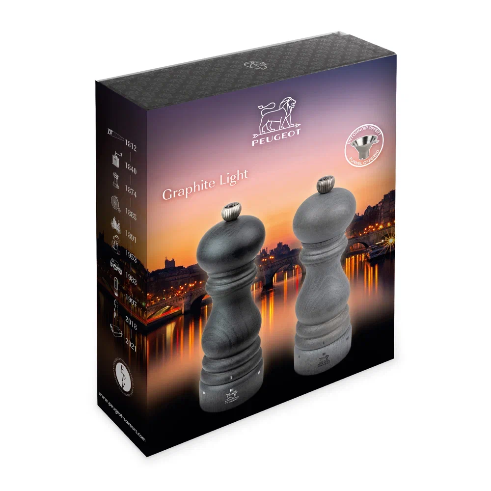 Набор подарочный GRAPHITE LIGHT: Мельница для перца и мельница для соли, цвет графит, 18 см, Paris U'Select Peugeot