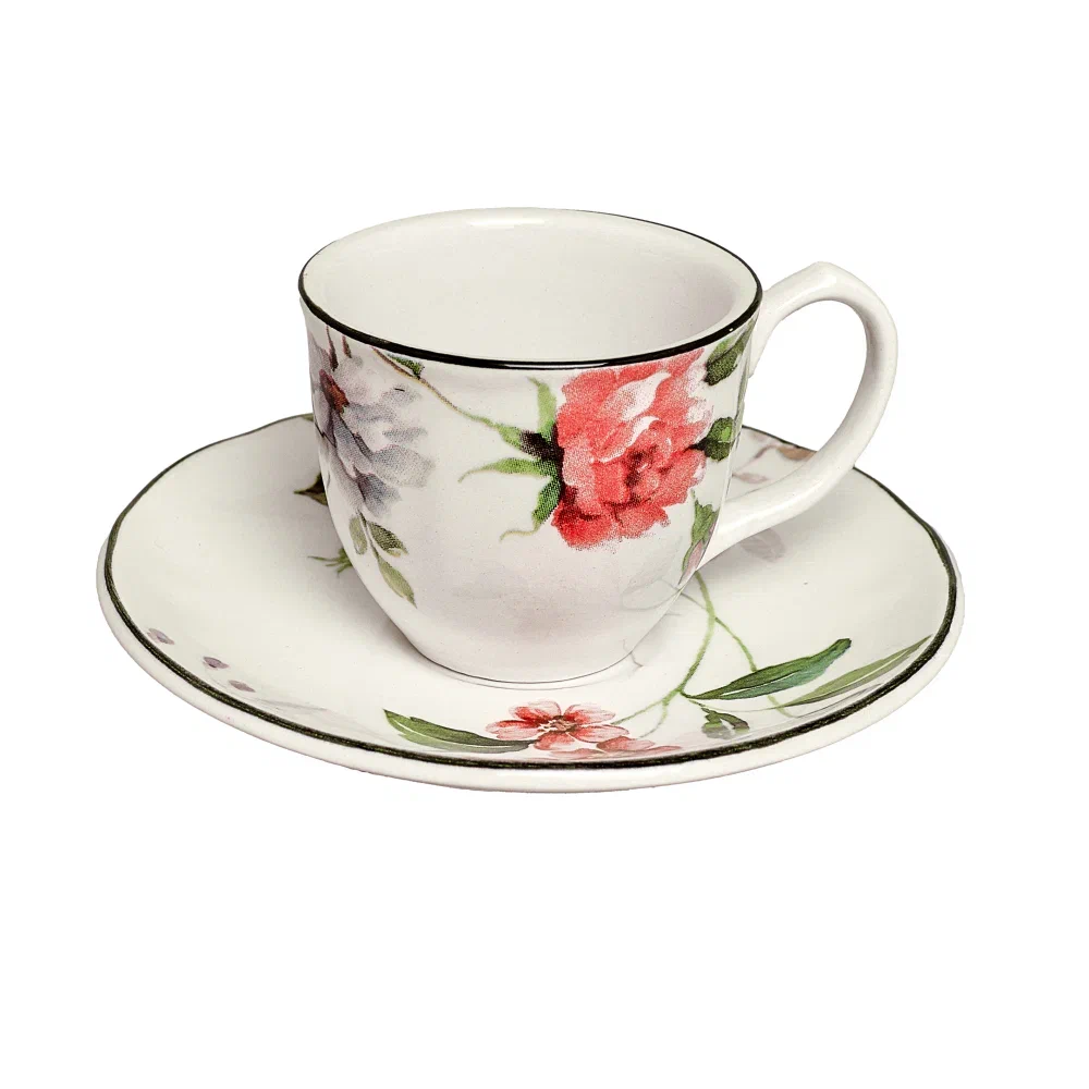 Чашка д/эспрессо 90 мл с блюдцем, PRISCILLA WITH BANDING     (6) (60)     GR05_90ES